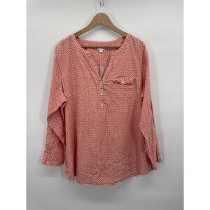 J Jill Women XLarge Blouse Batik Print Tunic Boho Light Coastal Beach Resort